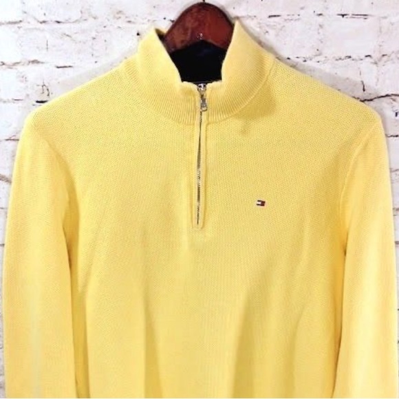 Tommy Hilfiger Other - Men’s Large Yellow Tommy Hilfiger Pull Over Quarter Zip Sweater Sweatshirt NWOT